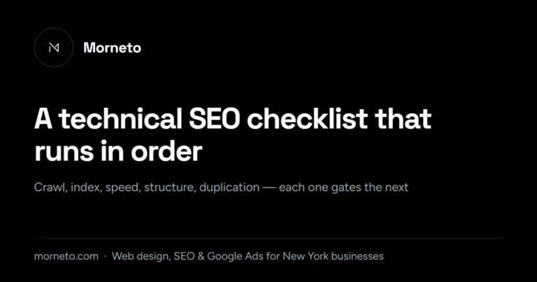 Technical SEO checklist guide by Morneto