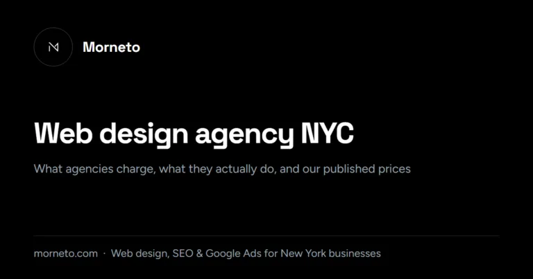 Web design agency NYC: what agencies charge, what they do, and the published prices Morneto uses instead