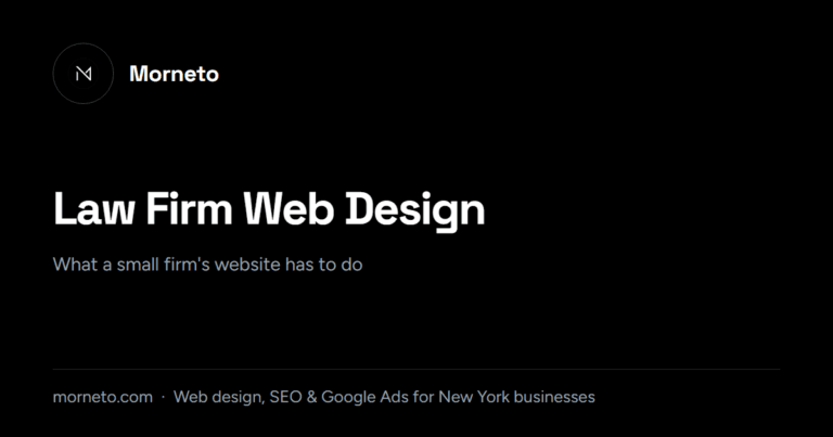 Law firm web design guide card for small and solo law firms in New York