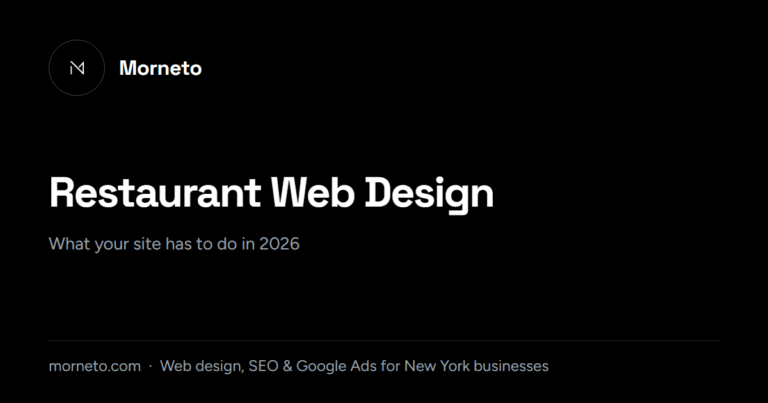 Restaurant web design guide card from Morneto, New York