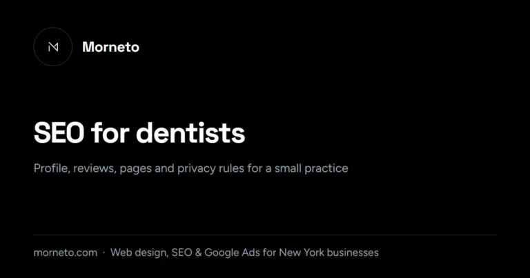 SEO for dentists guide card from Morneto, New York
